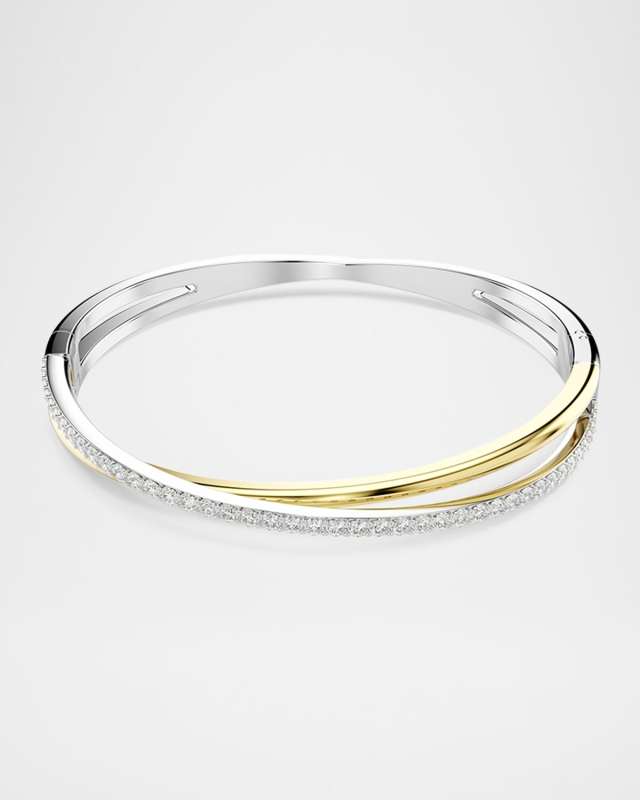 Hyperbola Two-Tone Round Crystal Bangle Bracelet
